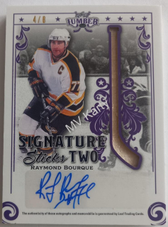2021-22 Leaf Lumber - Signature Sticks 2 Purple #SS2-04 - Raymond Bourque / Denis Potvin